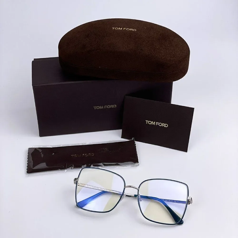 SALE! NEW TOM FORD FT5613-B 098 Butterfly Blue Block Metal Women Eyeglasses